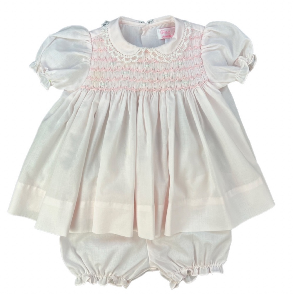PETIT AMI Smocked and Embroidered Dress with Matching Bloomers - NB